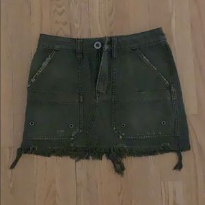 Free people army green jean skirt